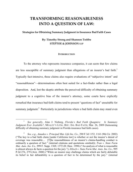 Transforming Reasonableness Into a Question of Law