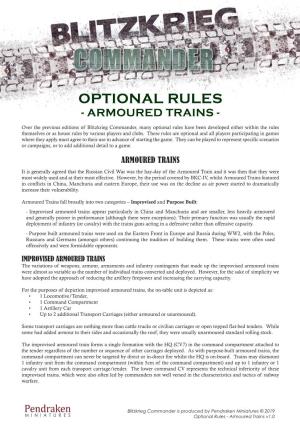 Optional Rules - Armoured Trains