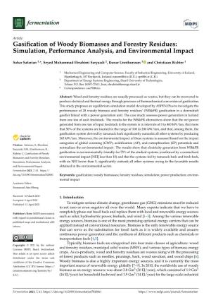 Gasification of Woody Biomasses and Forestry Residues