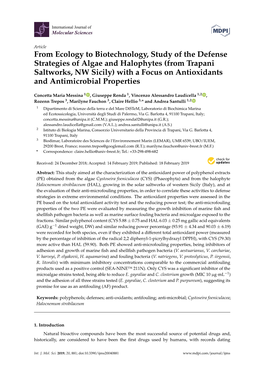 From Ecology to Biotechnology, Study of the Defense Strategies of Algae and Halophytes