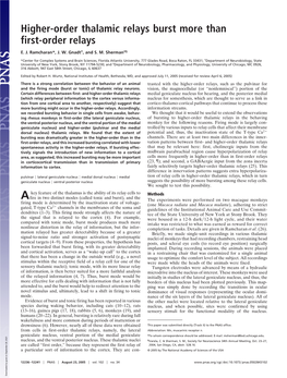 Higher-Order Thalamic Relays Burst More Than First-Order Relays