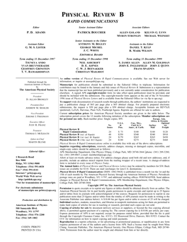 Physical Review B Rapid Communications