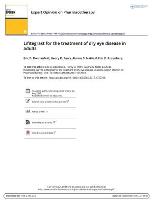 Lifitegrast for the Treatment of Dry Eye Disease in Adults