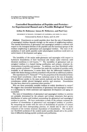 Controlled Deamidation of Peptides and Proteins: an Experimental Hazard and a Possible Biological Timer* Arthur B