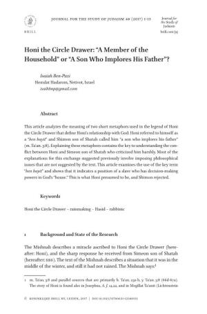 Honi the Circle Drawer: “A Member of the Household” Or “A Son Who Implores His Father”?