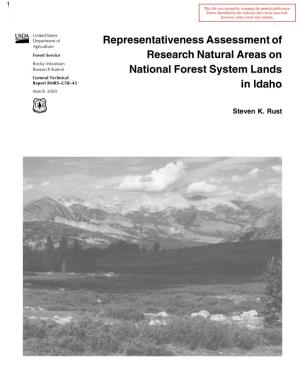 Representativeness Assessment of Research Natural Areas on National Forest System Lands in Idaho