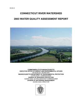 Connecticut River Watershed 2003 Water Quality Assessment Report 34Wqar07.Doc DWM CN 105.5 Ii