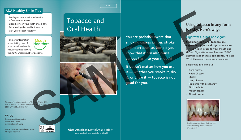 Tobacco and Oral Health