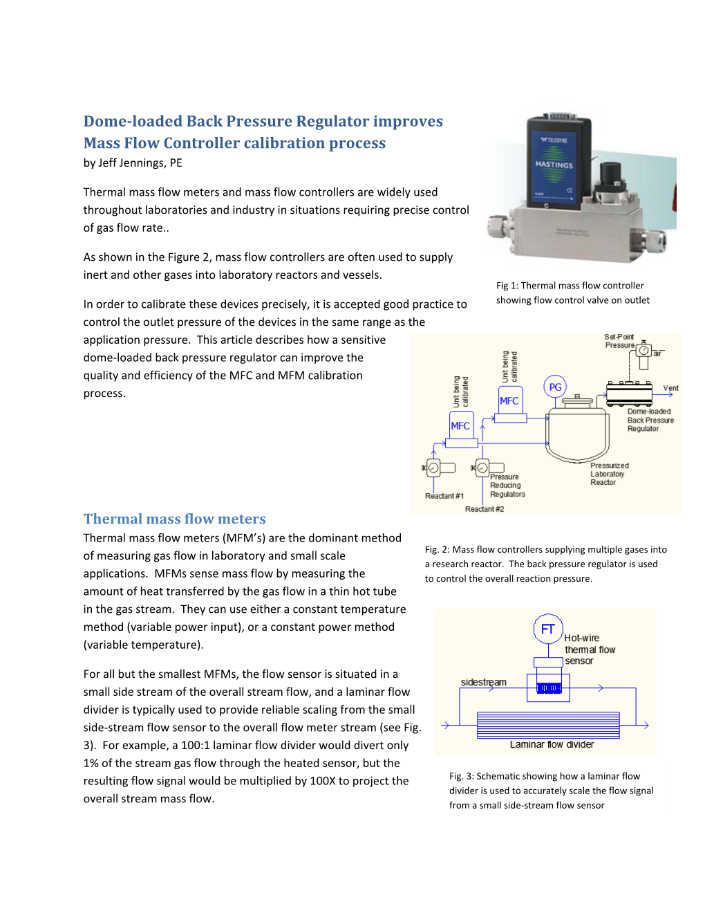 Dome-Loaded Back Pressure Regulator Improves Mass Flow Controller Calibration Process