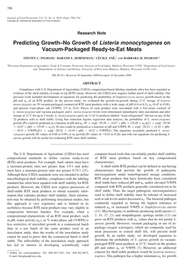 Predicting Growth–No Growth of Listeria Monocytogenes on Vacuum-Packaged Ready-To-Eat Meats