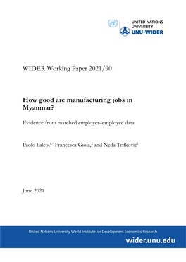 WIDER Working Paper 2021/90-How Good Are Manufacturing Jobs In