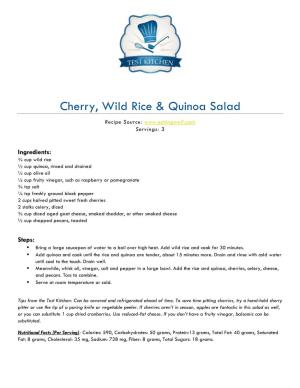 Cherry, Wild Rice & Quinoa Salad
