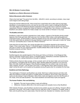 REL 223 Module 3 Lecture Notes Buddhism As a Reform Movement