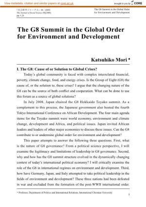 The G8 Summit in the Global Order for Environment and Development 5-29