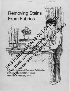 Removing Stains from Fabrics DATE