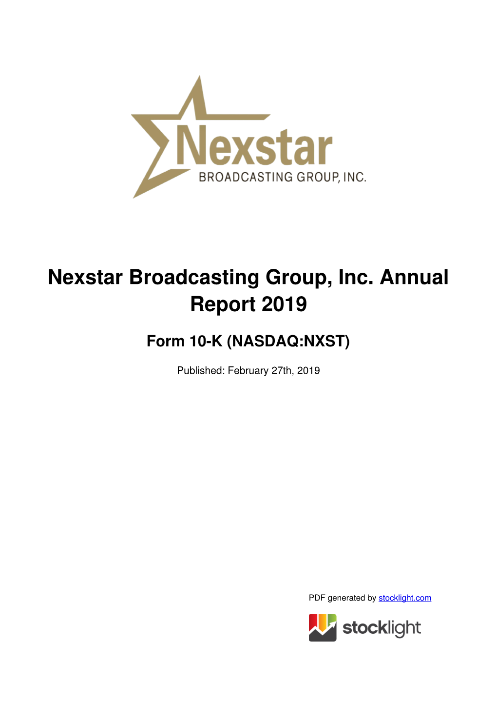 Nexstar Broadcasting Group, Inc. Annual Report 2019