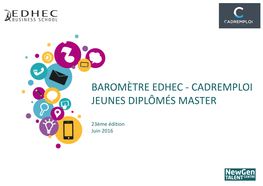 Baromètre Edhec - Cadremploi Jeunes Diplômés Master