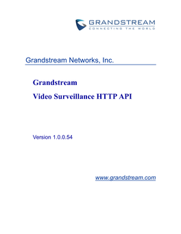 Grandstream Video Surveillance HTTP API