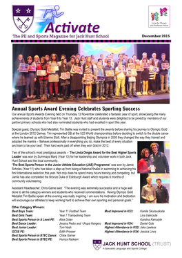 The PE and Sports Magazine for Jack Hunt School December 2015
