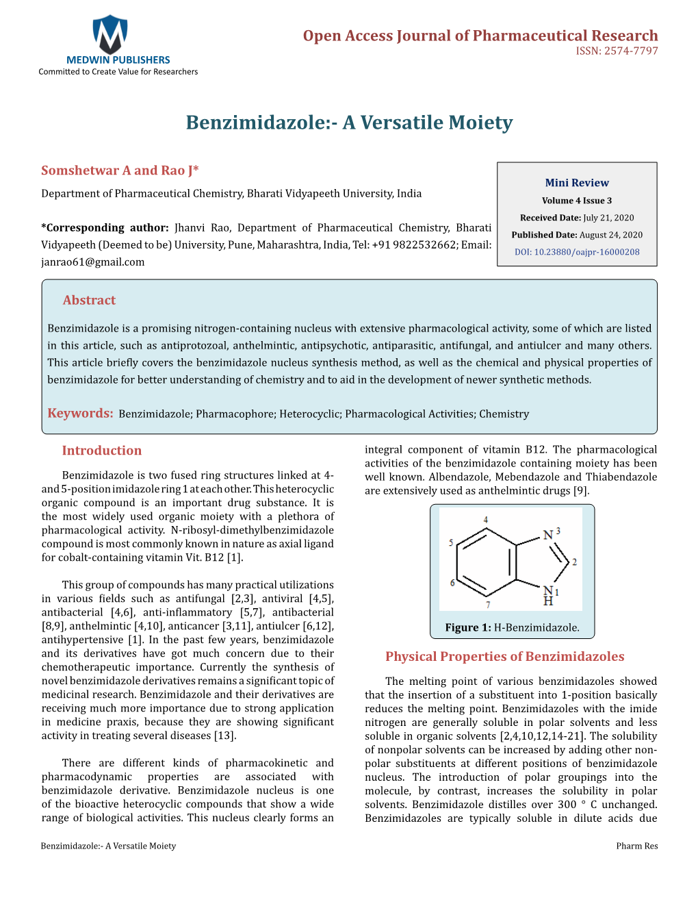 Benzimidazole:- a Versatile Moiety
