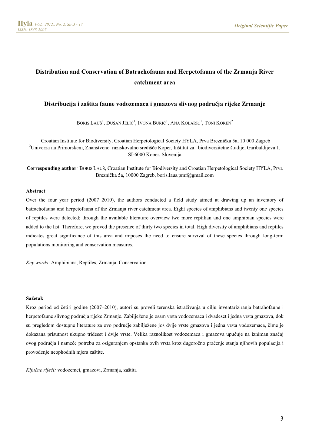 3 Distribution and Conservation of Batrachofauna and Herpetofauna Of