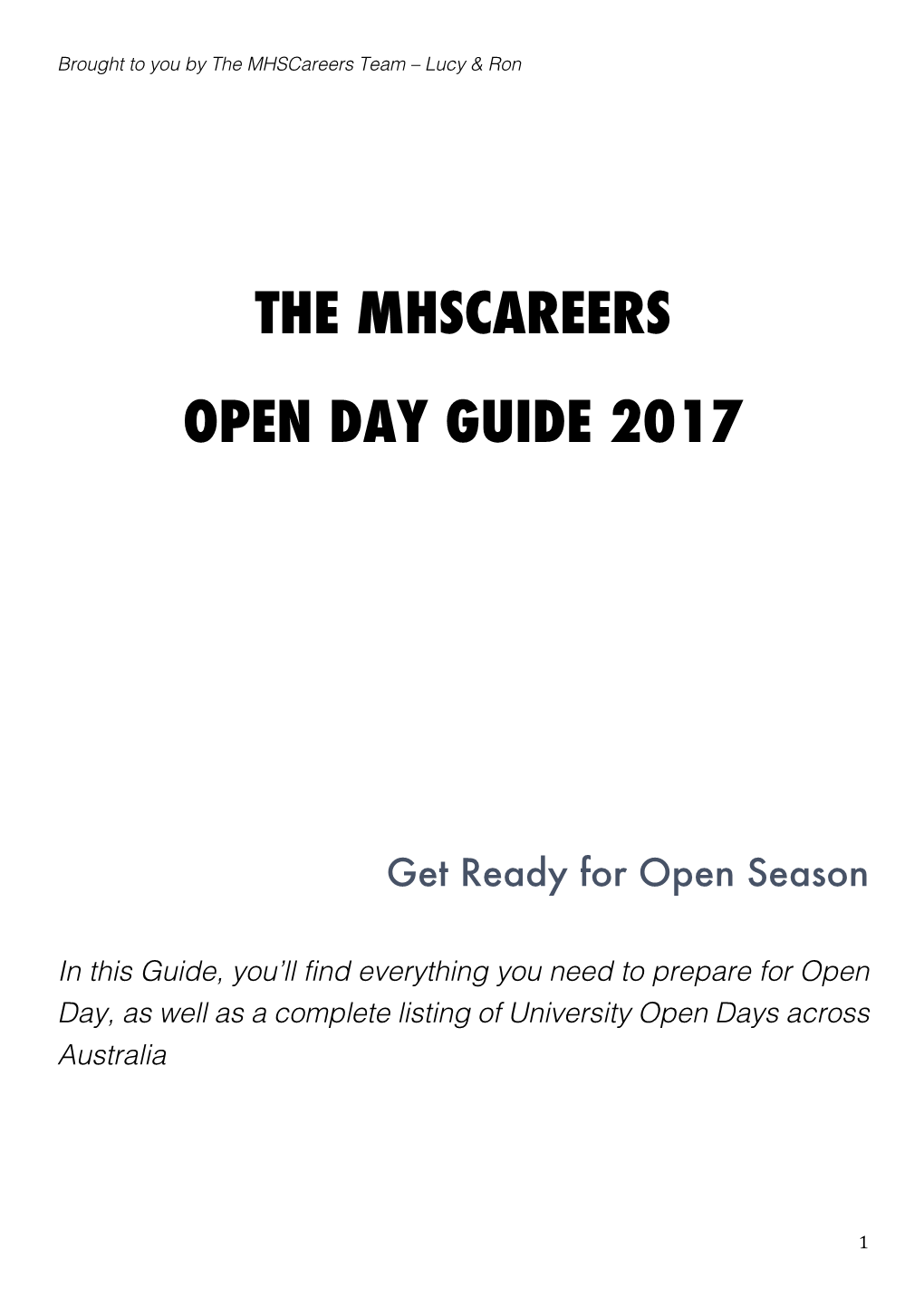 The Mhscareers Open Day Guide 2017