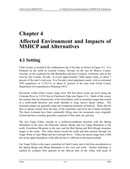 Chapter 4 Affected Environment and Impacts of MSHCP and Alternatives
