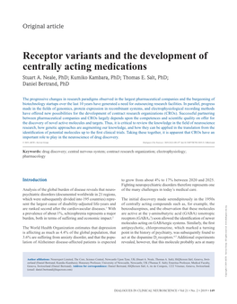 Receptor Variants and the Development of Centrally Acting Medications Stuart A
