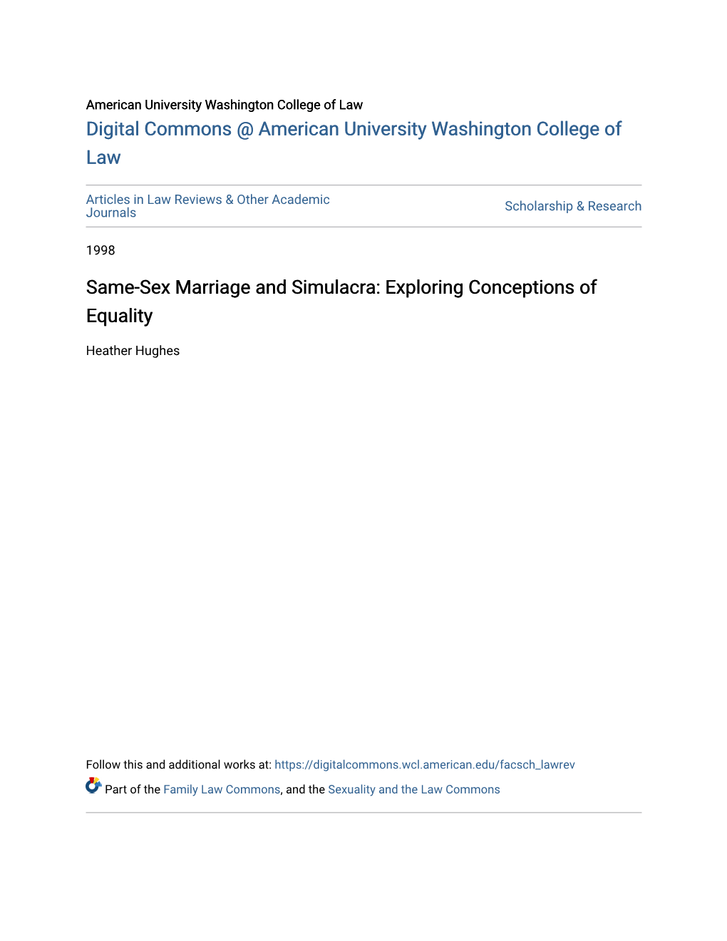 Same-Sex Marriage and Simulacra: Exploring Conceptions of Equality