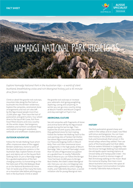 Namadgi National Park Highlights