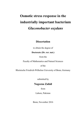 Osmotic Stress Response in the Industrially Important Bacterium