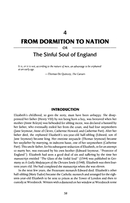 FROM DORMITION to NATION OR the Sinful Soul of England