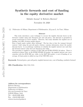 Synthetic Forwards and Cost of Funding in the Equity Derivative Market Arxiv