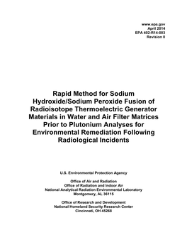 Rapid Method for Sodium Hydroxide/Sodium Peroxide Fusion of Radioisotope Thermoelectric Generator Materials in Water and Air