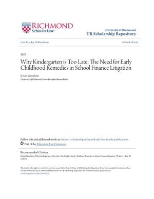 The Need for Early Childhood Remedies in School Finance Litigation, 70 Ark