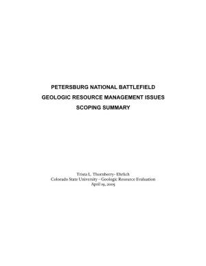 Petersburg National Battlefield Geologic Resource Evaluation