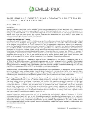 Sampling and Controlling Legionella Bacteria in Domestic Water Systems