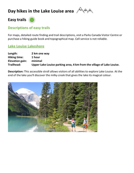 Hikes in Lake Louise Area