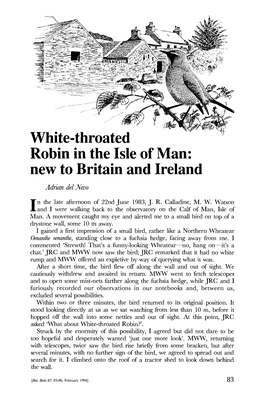 White-Throated Robin in the Isle of Man: New to Britain and Ireland