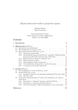 (Hyper)Ovals and Ovoids in Projective Spaces