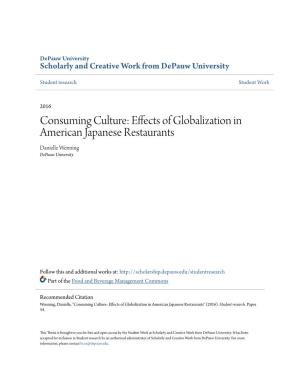 Effects of Globalization in American Japanese Restaurants Danielle Wenning Depauw University