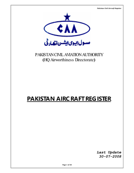 Pakistan Aircraft Register