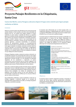 Proyecto Paisajes Resilientes En La Chiquitania, Santa Cruz