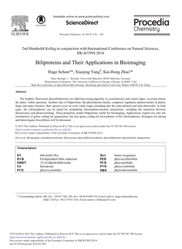 Biliproteins and Their Applications in Bioimaging