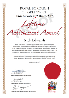 Attachments: Royal Borough of Greenwich Civic Awards, 2017 - RSVP.Pdf