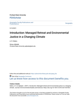 Managed Retreat and Environmental Justice in a Changing Climate
