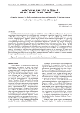 Notational Analysis in Female Grand Slam Tennis Competitions