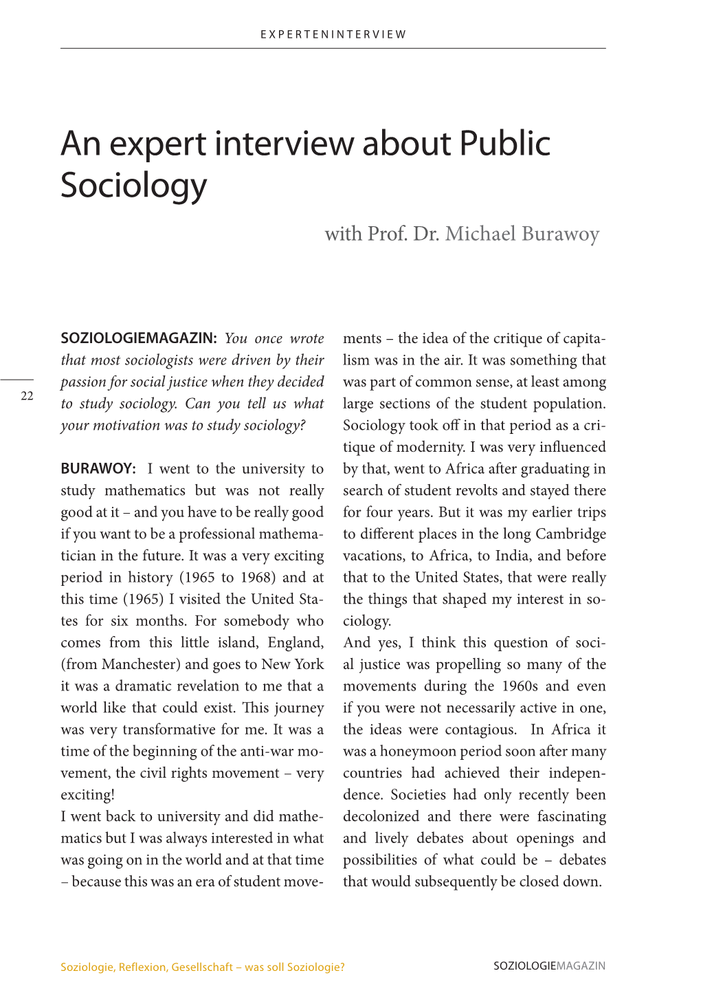 An Expert Interview About Public Sociology with Prof