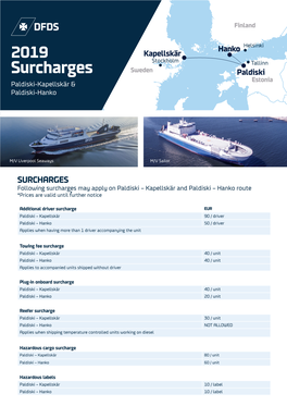 Surcharges Sweden Paldiski Estonia Paldiski-Kapellskär & Rosyth Paldiski-Hanko