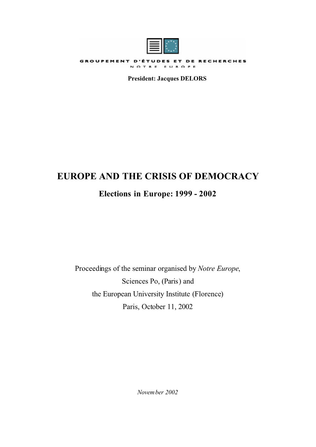 Europe and the Crisis of Democracy